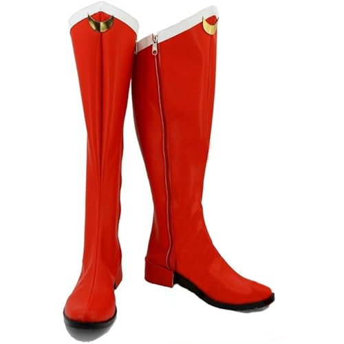 cultofmoon Anime Botas rojas Tsukino Usagi Cosplay Botas Largas Botas de Cuero PU Zapatos Botas Mujer Halloween Carnaval Trajes