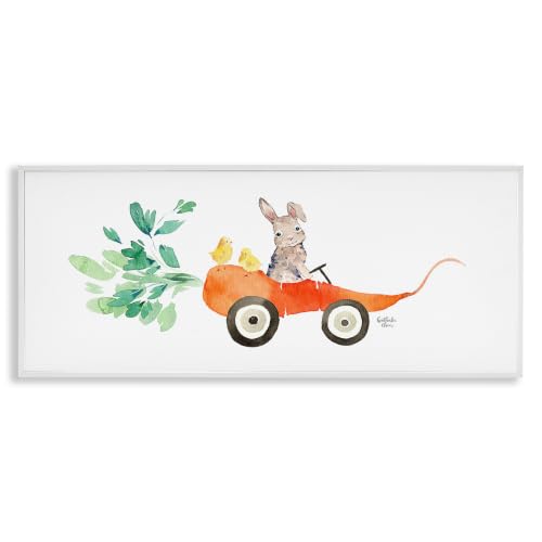 'Spring Rabbit Chicks Riding Seasonal Carrot'| Framed Giclee Art