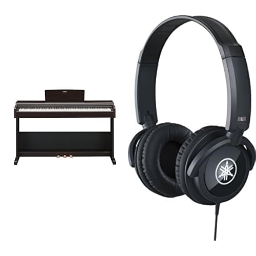 Yamaha Piano digital ARIUS YDP-105: piano doméstico moderno y elegante para principiantes, en negro, incluido con auriculares HPH-100