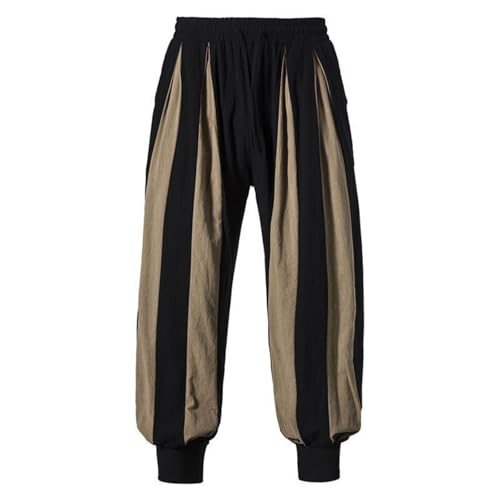 Pantalon coton lin homme léger été casual pants avec cordon élastique