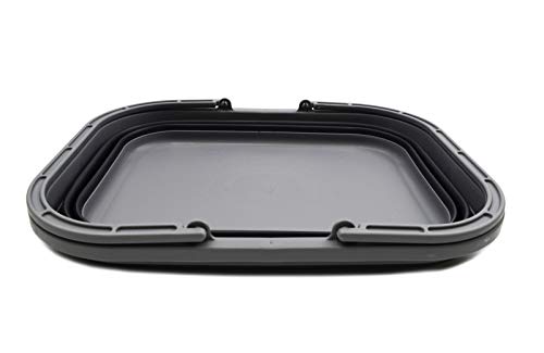 SAMMART 12L Faltbare Wanne mit Griff - Tragbarer Picknickkorb/Krater im Freien - Faltbare Einkaufstasche - Platzsparender Vorratsbehälter (Grey/Black, 1)