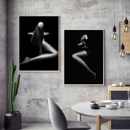 Affiche femme ZHUOYA : impression sur toile noir et blanc pour décoration murale 60x90cm