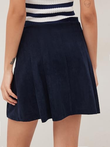 CIDER Mini Skirt Pleated Mid Waist Corduroy Women Short for Women Fall Mini Skirts Trendy4