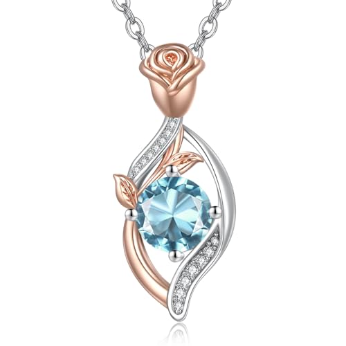 JIYVY32 Rose Necklace for Women Rose Gold Plated Pendant Necklaces for Women Wife Her GirlFriend...
