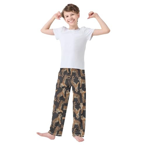 Tigers Boys Long Pants Soft Trousers Elastic Waist Kids Lounge Bottoms with Pockets S-XL2