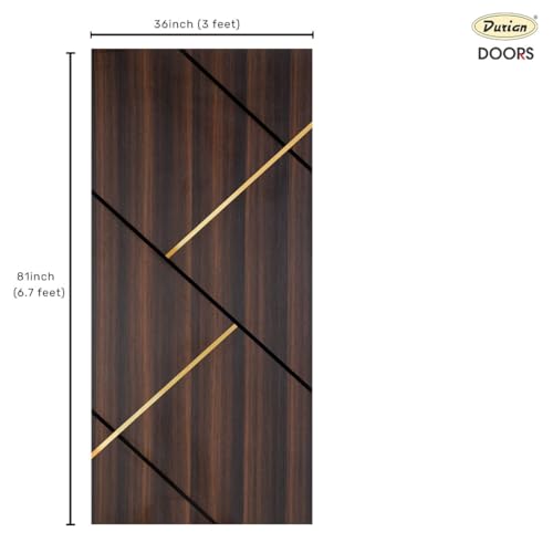 Image of Durian Wooden Door for Home and Bathroom |Laminate Finish |Termite-Resistant & Anti-Warping | 5'' Resize Option |Dark Walnut Color| 30mm Thickness |(Frame Not Included) |36 * 81 Inch (3x6.75Ft)