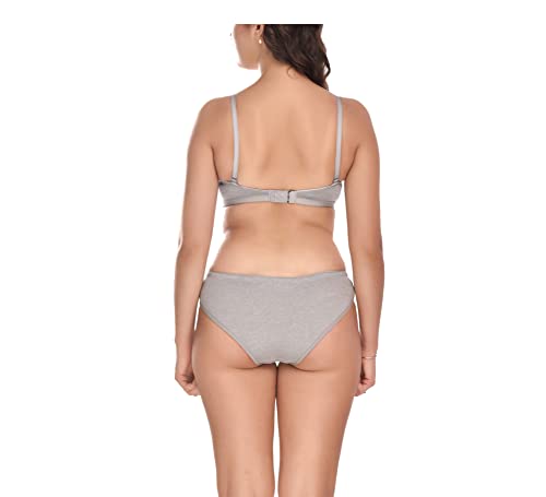 Image of Elina Women's Full Coverage Non Padded with Detachable Strap Cotton Hosiery Bra and Panty Set (Lovia Set)