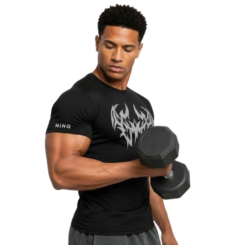 Image of NINQ Half Sleeve Compression T-Shirt - Men's Athletic & Sports Tights for Fitness Gym