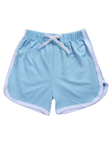 Kids 2-piece Athletic Outfit Short-sleeve T-shirt With Bowknot Shorts For Workout Gym Hiking Light Blue 5-6 Years3