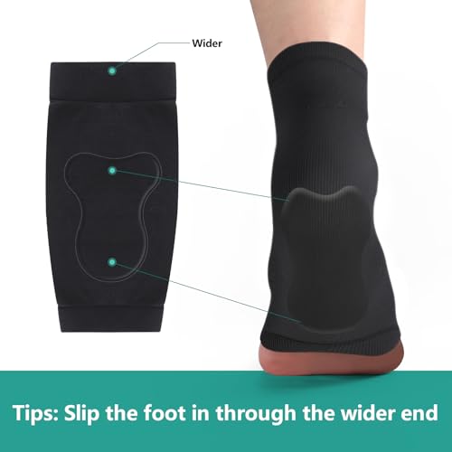 Image of Welnove Achilles Tendonitis Heel Protector Socks - (FSA & HSA) Achilles Tendon Support Compression Socks - Gel Padded Sleeve for Cushion & Protection of Bursitis, Tenderness, Dry Cracked, Large
