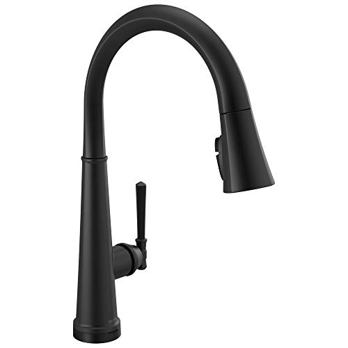Delta Faucet Emmeline Matte Black Kitchen Faucet Touch, Touch Kitchen Faucets with Pull Down Sprayer, Kitchen Sink Faucet, Kitchen Faucet Black, Touch2O Technology, Matte Black 9182T-BL-DST