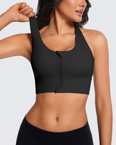Zip Front Sports Bra for Women, High Support Criss-Cross Back Strappy Padded Workout Tops Supportive Gym Bras3