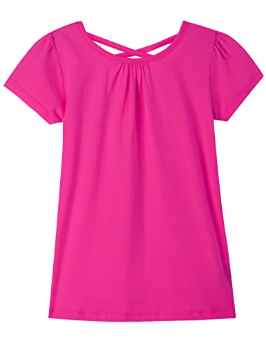Image of Noomelfish Girls Criss Cross Back T-Shirts Short Puff Sleeve Tee Tops (5-12 Years)