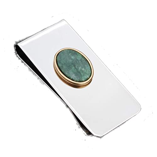 Gorgeous Wyoming Green Jade Cabochon Solid Brass Money Clip New - Wyoming's Official State Gemstone