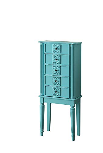 HomeRoots 6000286100 Nachttisch, Spiegel, hellblau Cover