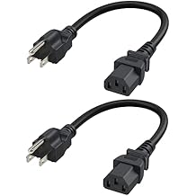CableCreation [2-Pack] 1 Feet 18 AWG Universal Power Cord for NEMA 5-15P to IEC320C13 Cable, 0.3M / Black