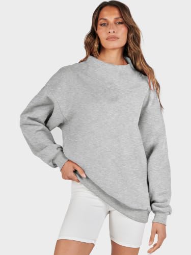 Image of ANRABESS Womens Oversized Sweatshirts Mock Neck Pullover