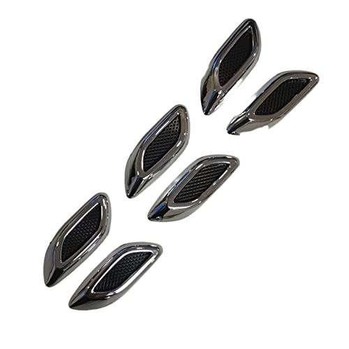 ティーグルブラン 汎用 3連 ダミー ダクト サイド フェンダー ガーニッシュ エアロ ステッカー 左右 6個 セット シルバー メッキ クローム