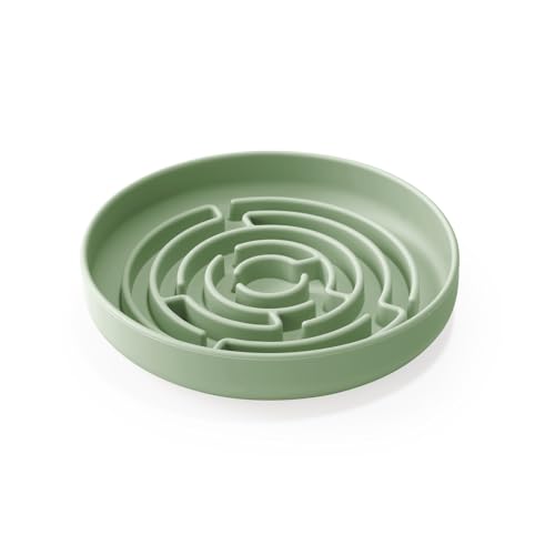 Anti Schling Napf für Hunde und Katzen I Slow Feeder I Leckmatte Hund mit großem Saugnapf I Schleckmatte Katze für Nassfutter (Hellgrün)