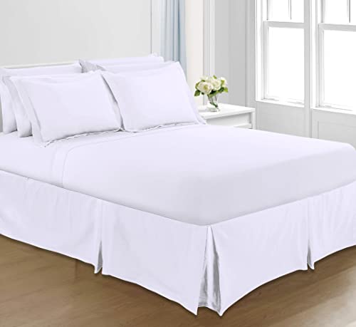 Falda de cama plisada para ocultar somier doble en polialgodón blanco Sapphire Collection 2
