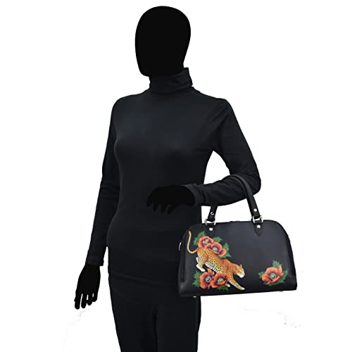 Image of Anuschka Women's Leather Satchel - Hand-Painted Genuine Leather Handbag with Detachable Strap for Everyday Use - 695, Satchel