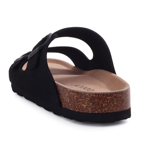 Image of ODOLY Unisex Comfortable Cork Footbed Slide Sandals with Arch Support | Adjustable Buckle, Lightweight Summer Sandals for Travel and Everyday Wear