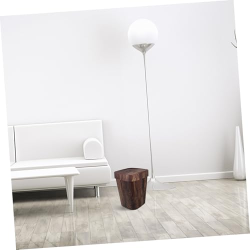 TOPPERFUN Vintage Holz Abfalleimer mit Schwingdeckel Kompakter Mülleimer im Landhausstil Geruchsreduzierender Papierkorb für Küche Bad Wohnzimmer Braune Holzmaserung Stilvoll und Praktisch – Bild 5