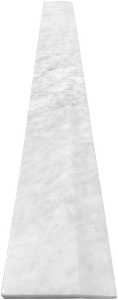 Tenedos Italian Carrara White Bianco Greyish Marble One High Beveled Single Hollywood Doorway Floor Transition Threshold Tile (Marble Saddle) -Polished (6" x 36")