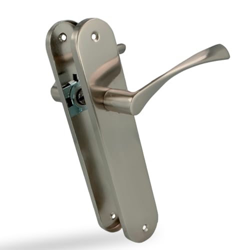 Amig - Juego de Manillas con Placa de Acero para Puertas | Mod. ISHI PB | 240 x 45 mm | Cuadradillo de 8 mm | Diseño...