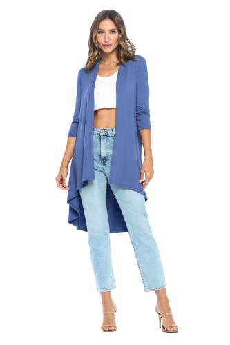 Image of Women's 3 /4 Sleeve Soft Open Front Casual Flowy Long Viscose Made from Bamboo Cardigan