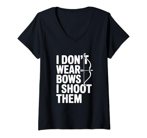 Mujer No Uso moño, Les Tiro con Arco de Forma Divertida Camiseta Cuello V