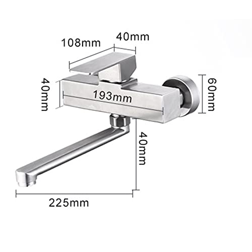 Grifo de fregadero de cocina de pared de acero inoxidable monomando para agua caliente y fría 4