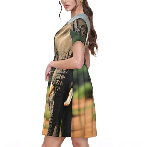 Robe d'été décontractée avec imprimé éléphant africain graphique - 2