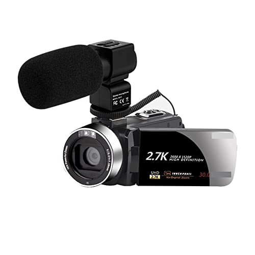 Caméscope vlogging 2.7K avec écran tactile rotatif et micro externe