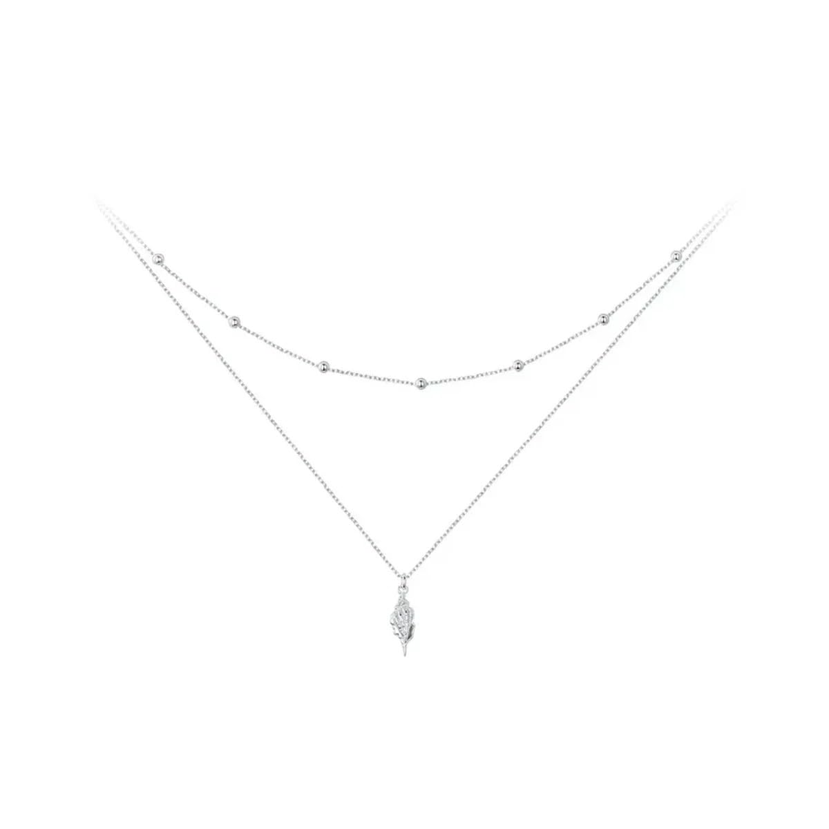 Collier conque argent 925 multicouche, cadeau créatif idéal pour femme et anniversaire