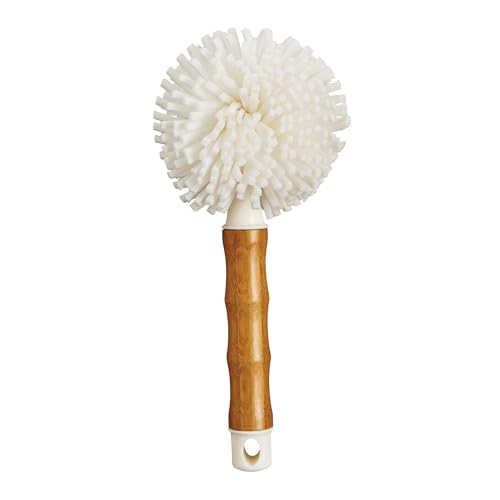 Image of HIC Kitchen Bamboo Glass Brush, Bamboo with Non-Scratch Foam Tips