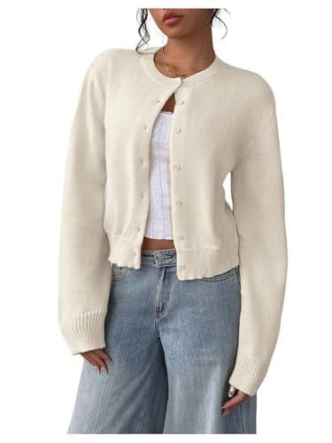 Image of SOLY HUX Women's Button Down Cropped Lightweight Cardigan Sweater Cute Fall Fashion 2026
