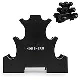 NORTHERN 3-Tier Dumbbell Storage Rack, Black, Heavy Duty Mini Tree Rack for Home Gym, Weight Stand for Dumbbells, Space-Saving Design for Strength Training & Arm Workouts