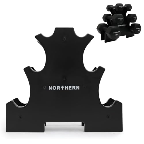 NORTHERN 3-Tier Dumbbell Storage Rack Black Heavy Duty Mini Tree Rack for Home Gym Weight Stand for Dumbbells Space-Saving Design for Strength Training & Arm Workouts