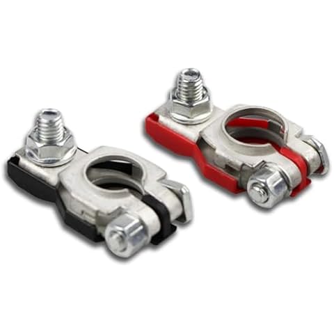 Honibaoto Battery Terminal Connector, Top Post Batteries Connectors with Plastic Bottoms, Positive and Negative Good Contact Corrosion Resistance Car Accessories for SUV Van Motorcycle (Black&Red) Cover
