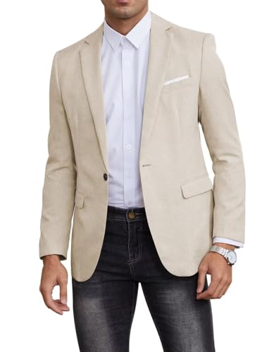 EMERAIDVLN Mens Western Blazer Slim Fit Casual Lightweight Suit Jacket, Linen Texture Sport Coat with One Button