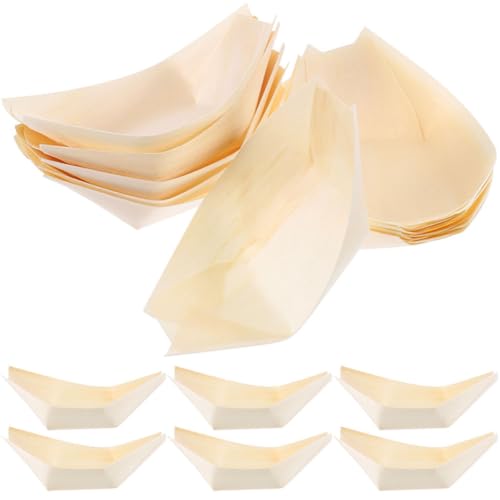 50 platos reutilizables de madera para sushi 2.5 pulg miniatura 1