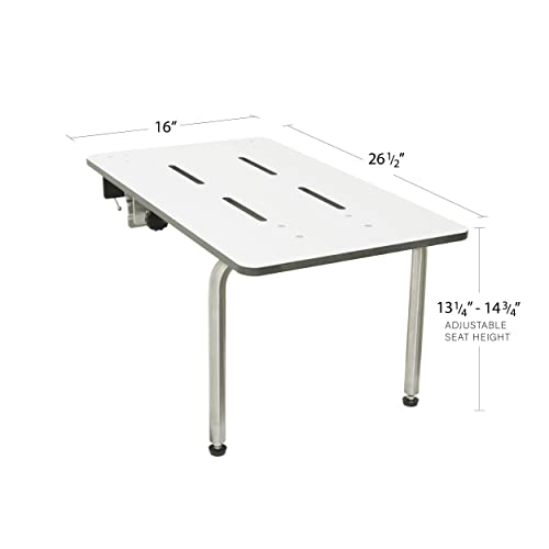 Redondo 26.5-inch x 16-inch White Phenolic Portable Tub Seat for Adults with Adjustable Legs and Dual Clamps by Seachrome - Image 2
