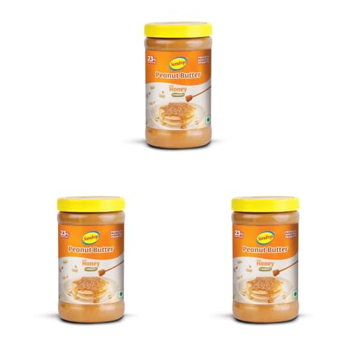 Image of Sundrop Peanut Butter with Honey | Crunchy | 462 grams | With 23% Protein | 7% Dietary Fibre | Premium Roasted Peanuts | No Preservatives | Great Value Per Gram of Protein (Pack of 3)