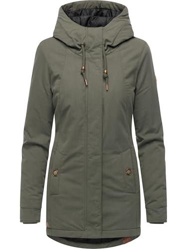 Ragwear Damen Winterparka warme Winterjacke mit Kapuze Monadena Parka YOUMODO Dark Olive Gr. L