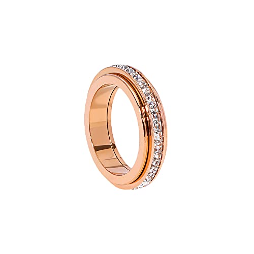 Anillo de ansiedad con circonita cúbica antiansiedad para mujeres y niñas para preocupaciones por el estrés, acero de titanio, acero de titanio Cover
