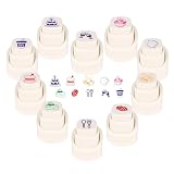 Planner Food Stamps Set of 10 - Cute Fruit & Coffe Strawberry Button-Type Flash Stamps with Easy-Grip Stamp & Hang Rope, Journaling, Diary, Book Annotation, Scrapbooking Supplies Gift