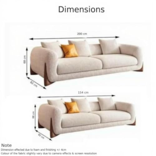 Image of Modern Sofa Chesterfield Design with Stylish Wooden Legs Bouncy Teddy Fabric Off-White Finish Sofa for Living Room, Bedroom, Hallways (3+2 Seater Off White)
