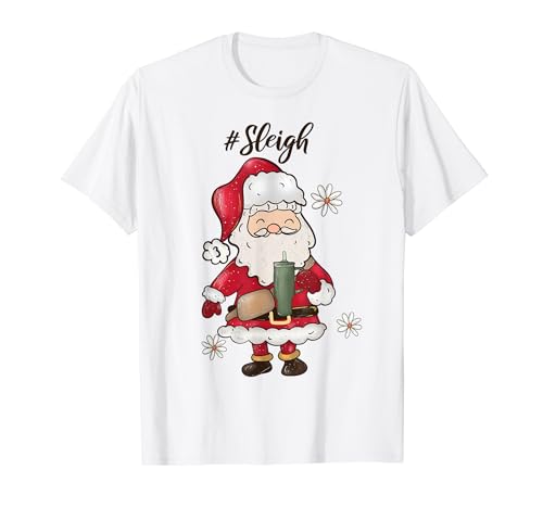 Vaso de trineo de Papá Noel Slay Cute Claus Smile Retro Navidad Camiseta