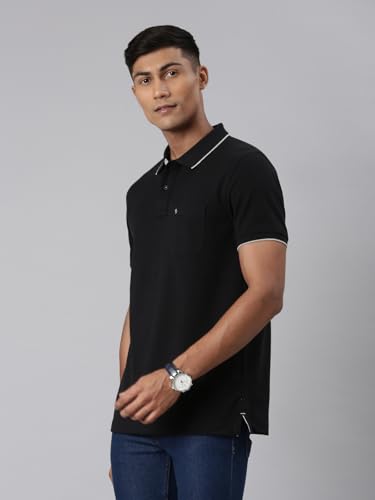 Image of Classic Polo Mens Cotton Blend Solid Half Sleeve Regular Fit Polo Neck T-Shirt